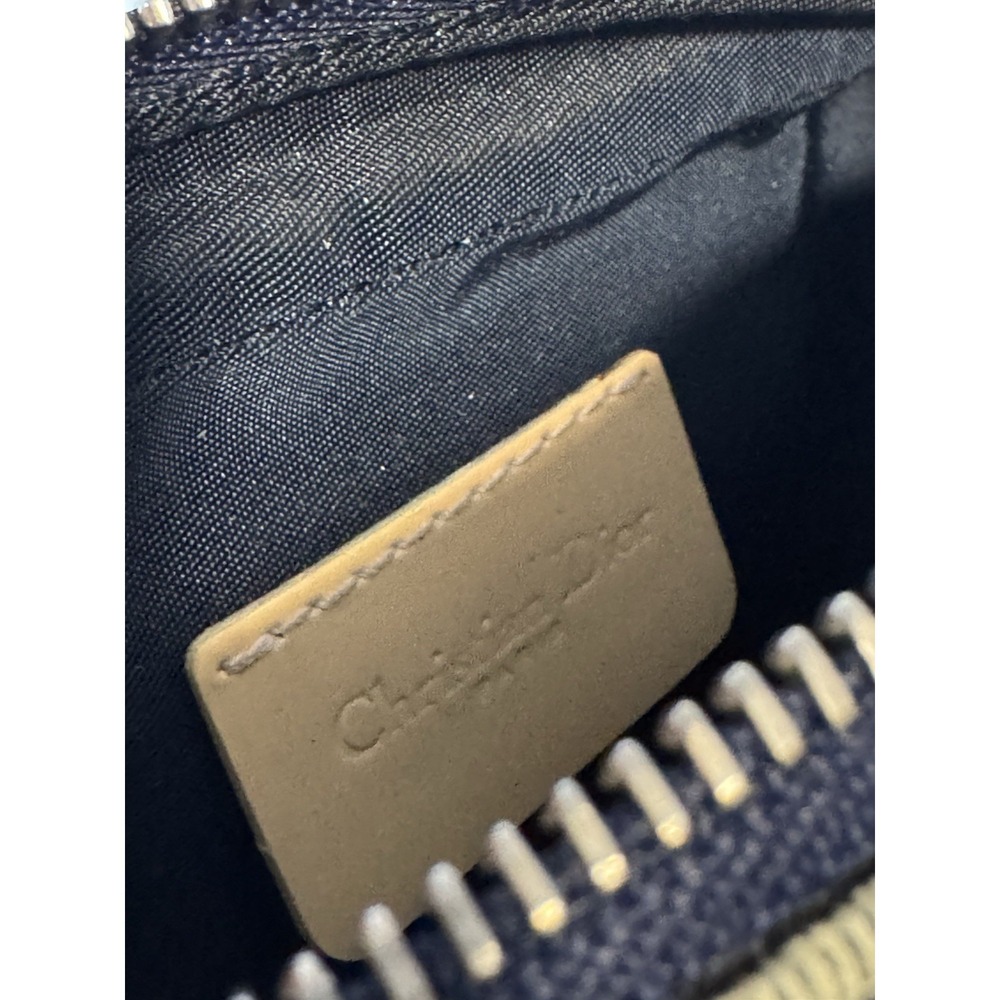 Christian Dior Trotter Canvas Pouch PVC Navy Silver Authentic - Picture 9 of 11